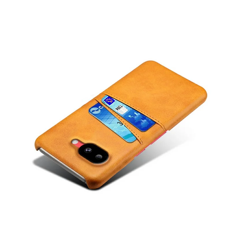 For Google Pixel 10a Case Dual Card Slots PU Leather + Hard PC Phone Cover - Orange