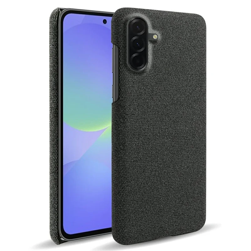 For Samsung Galaxy A37 5G Phone Case Cloth Texture Anti-Scratch Protective PC Back Cover - Black