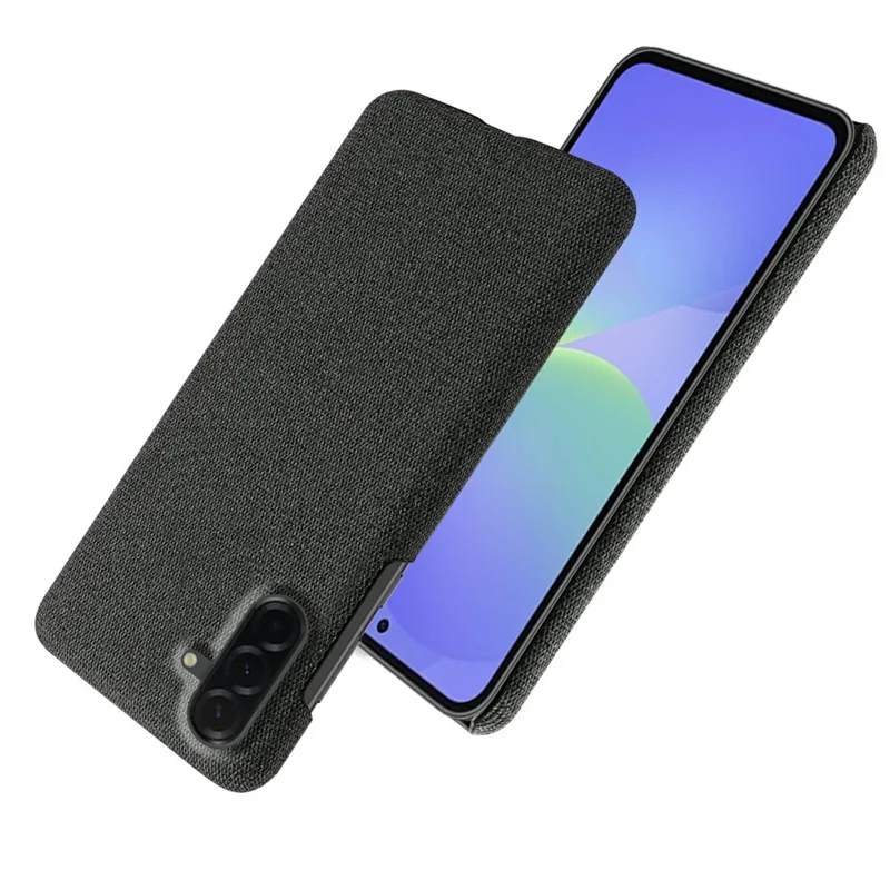 For Samsung Galaxy A37 5G Phone Case Cloth Texture Anti-Scratch Protective PC Back Cover - Black