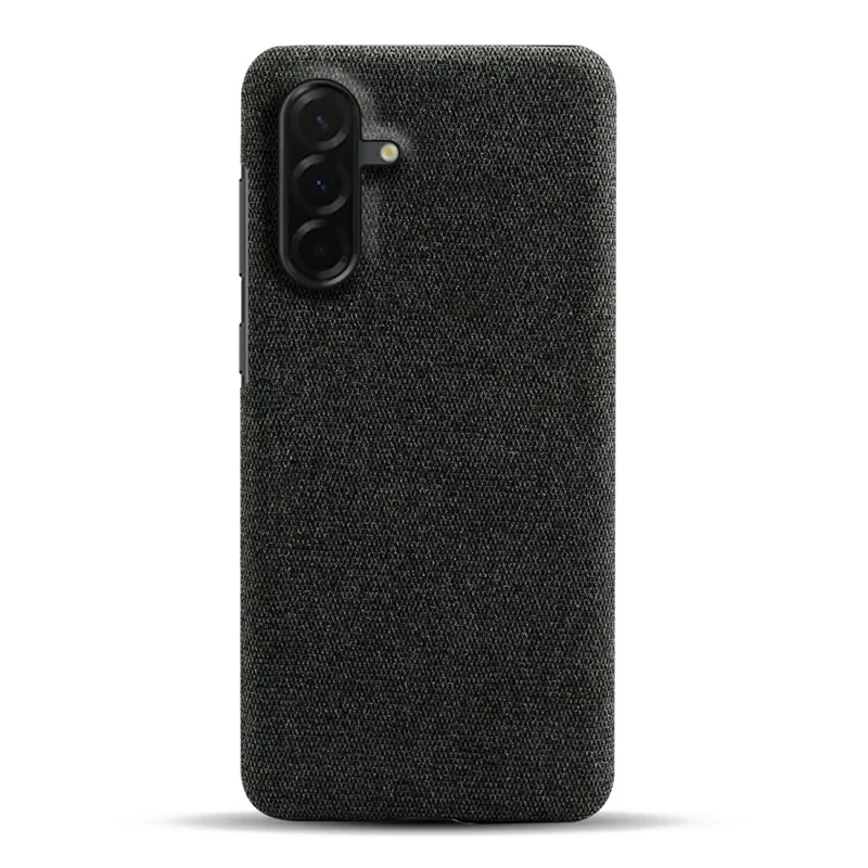 For Samsung Galaxy A37 5G Phone Case Cloth Texture Anti-Scratch Protective PC Back Cover - Black