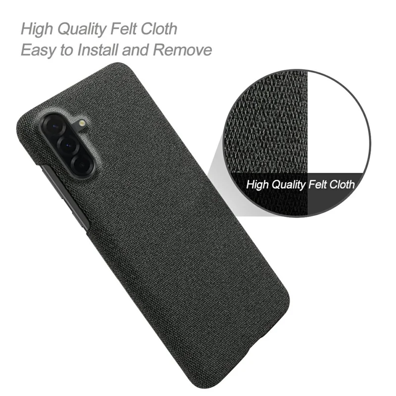 For Samsung Galaxy A37 5G Phone Case Cloth Texture Anti-Scratch Protective PC Back Cover - Black