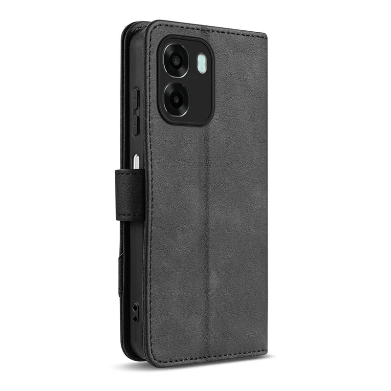 AZNS A2 Leather Case for Oppo A6 5G / A6 4G / A6x 4G / A6x 5G RFID Blocking Wallet Stand Phone Cover with Wrist Strap - Black