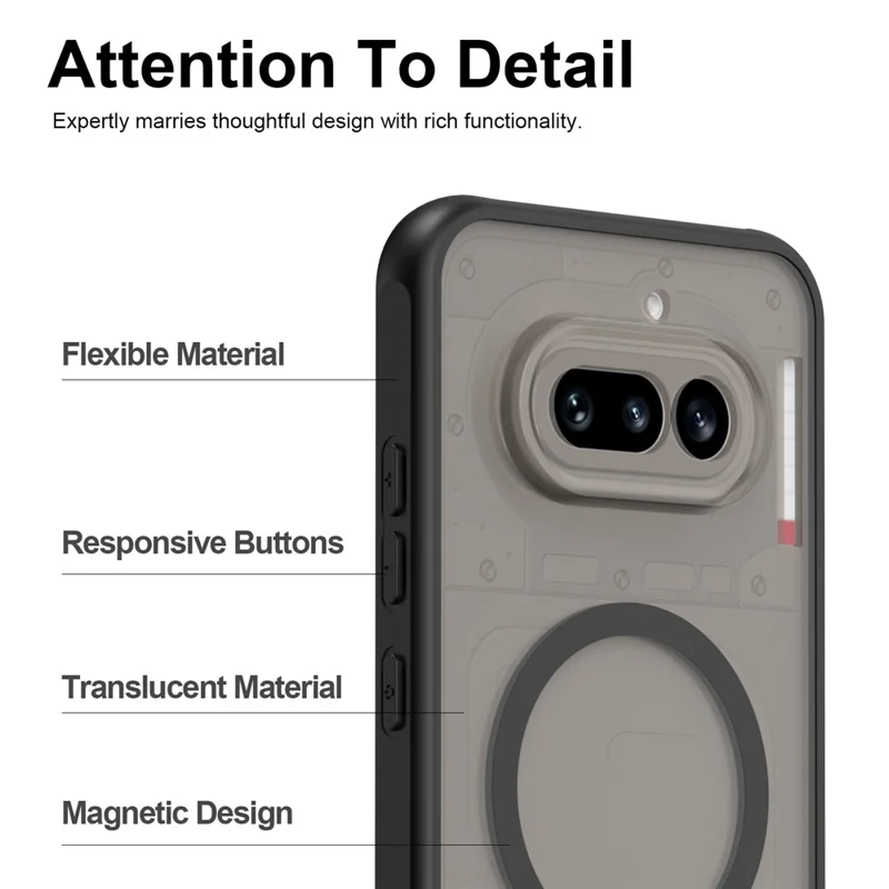 For Nothing Phone (4a) Magnetic Case Anti Drop PC + TPU Phone Cover - Black