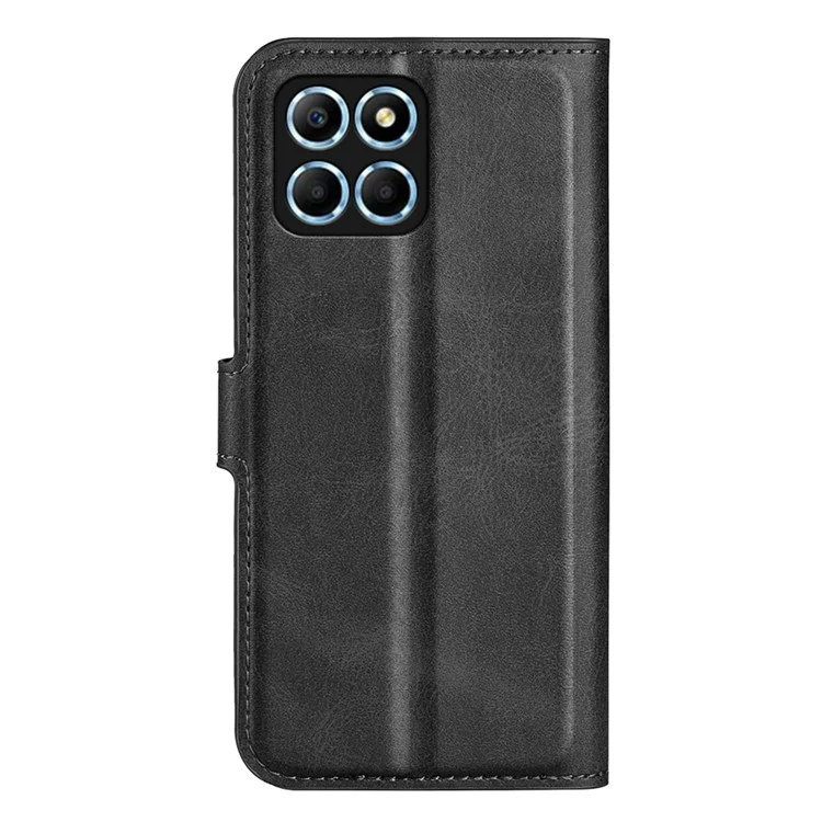 For Honor X8 5G PU Leder Kalbleder Textur Handyhülle Rundum-Schutz Ständer Wallet Magnetverschluss Abdeckung - Schwarz