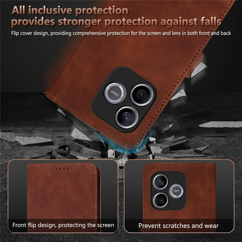 AZNS For Honor 600 Lite 5G Case PU Leather Wallet Phone Cover - Brown