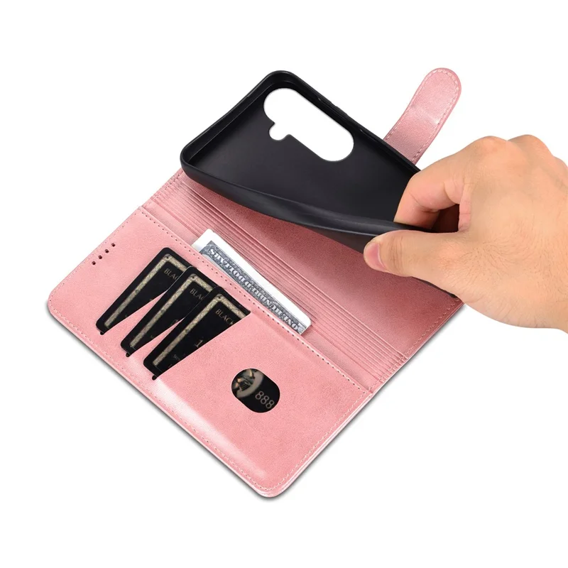 AZNS For Samsung Galaxy A27 Case PU Leather Wallet Phone Cover - Rose Gold