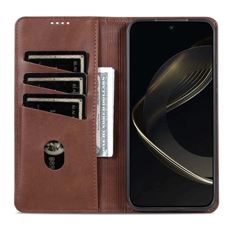 AZNS For Samsung Galaxy A27 Phone Case Cowhide Texture PU Leather Wallet Phone Cover - Coffee
