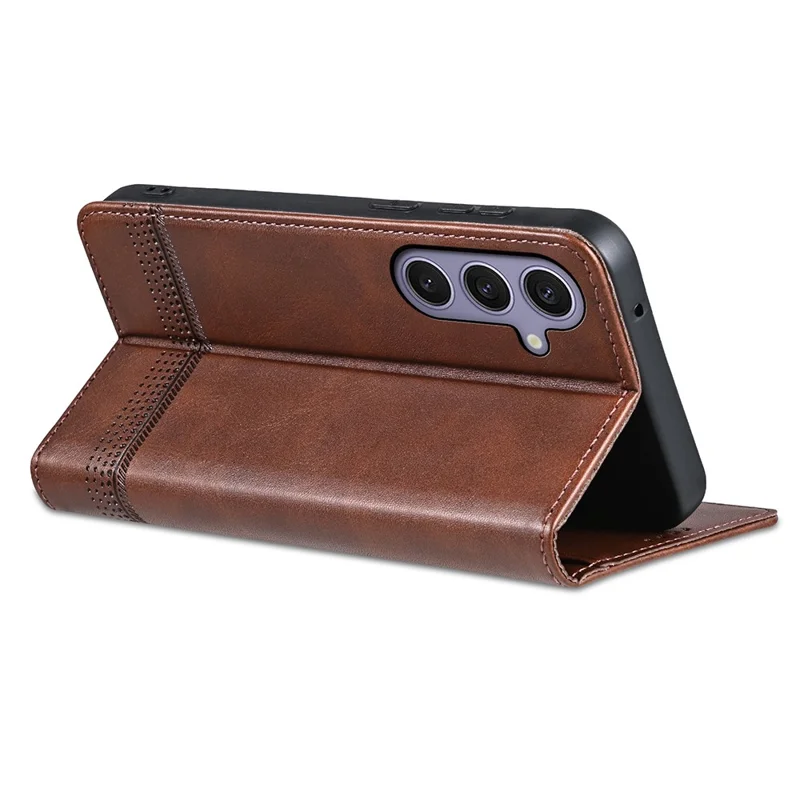 AZNS For Samsung Galaxy A27 Phone Case Cowhide Texture PU Leather Wallet Phone Cover - Coffee