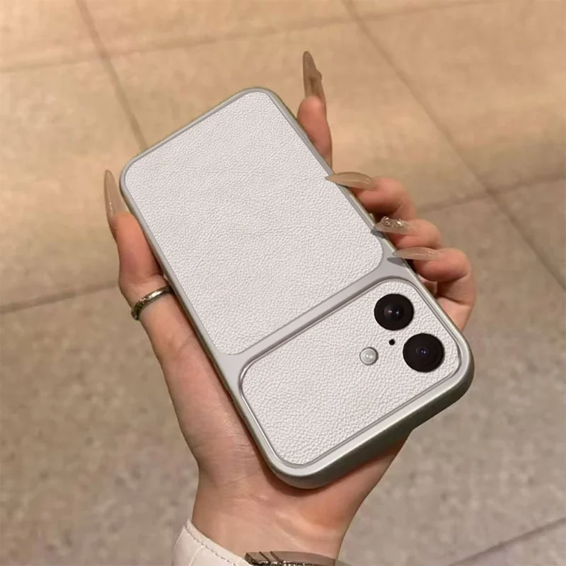 For iPhone 17 Case PU Leather Texture Shockproof TPU Protective Phone Cover - White