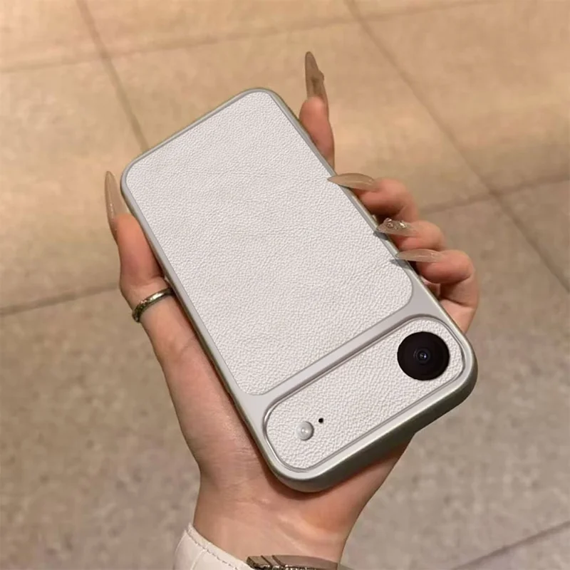 For iPhone Air Case PU Leather Texture Shockproof TPU Protective Phone Cover - White