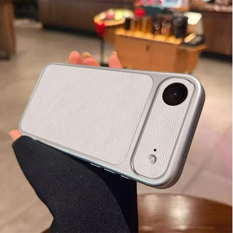 For iPhone Air Case PU Leather Texture Shockproof TPU Protective Phone Cover - White