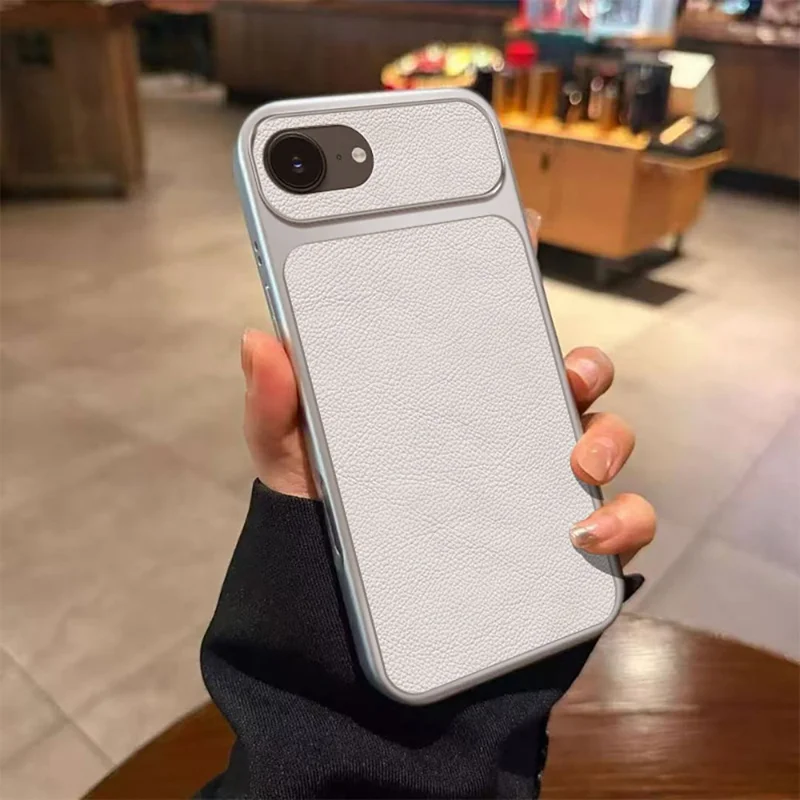 For iPhone 17e / 16e Case PU Leather Texture Shockproof TPU Protective Phone Cover - White