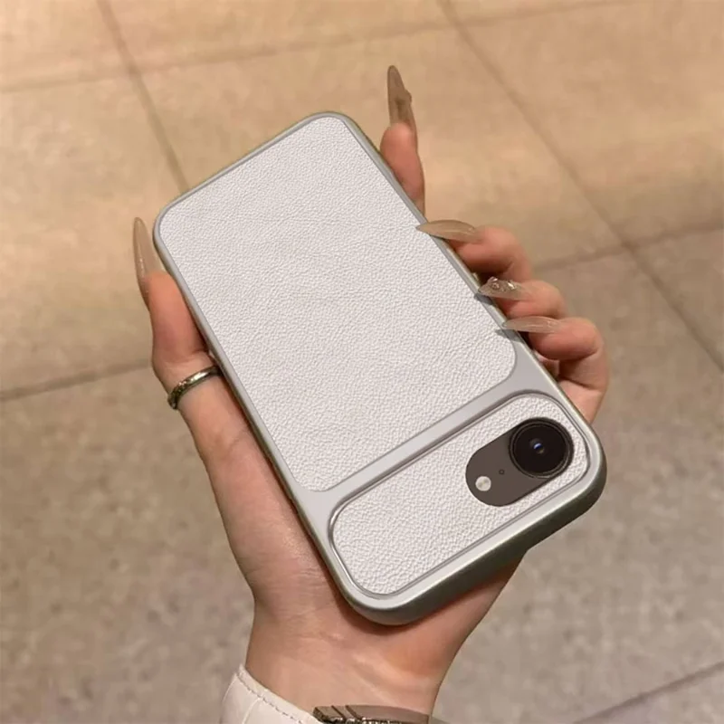 For iPhone 17e / 16e Case PU Leather Texture Shockproof TPU Protective Phone Cover - White