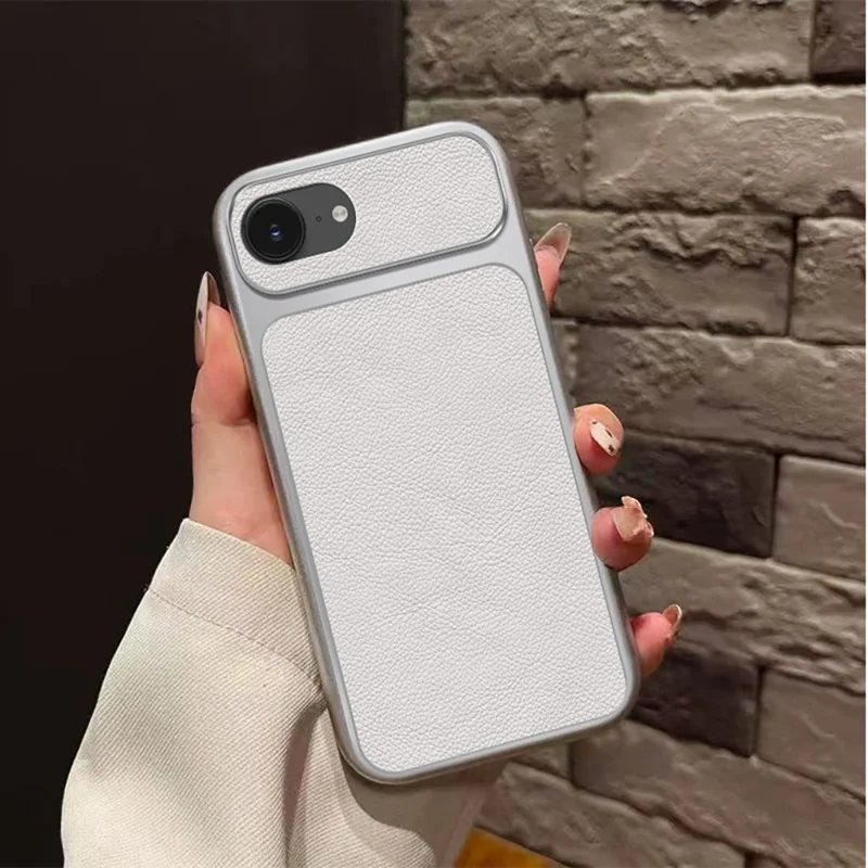 For iPhone 17e / 16e Case PU Leather Texture Shockproof TPU Protective Phone Cover - White