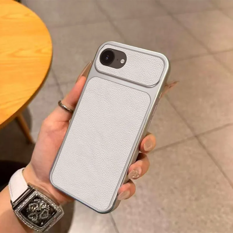 For iPhone 17e / 16e Case PU Leather Texture Shockproof TPU Protective Phone Cover - White