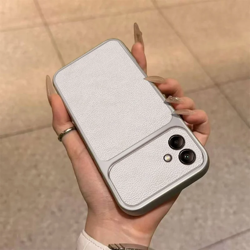 For Samsung Galaxy A07 4G Case PU Leather Texture Shockproof TPU Protective Phone Cover - White