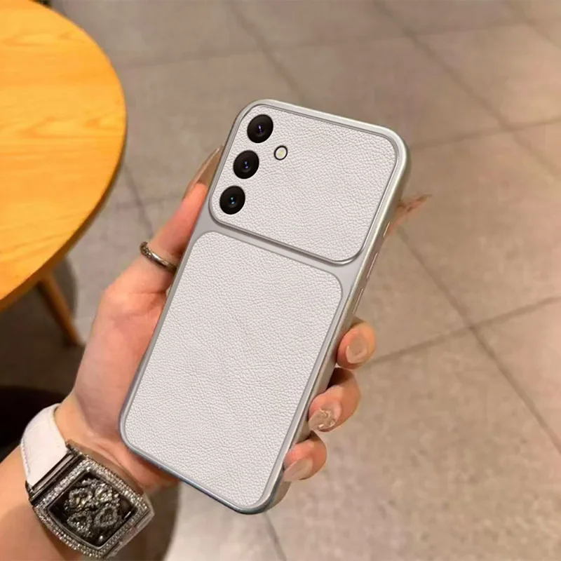 For Samsung Galaxy A16 5G / A16 4G Case PU Leather Texture Shockproof TPU Protective Phone Cover - White