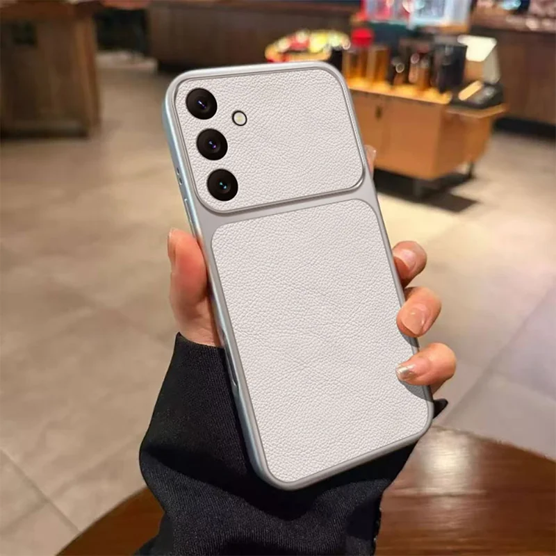 For Samsung Galaxy A36 5G Case PU Leather Texture Shockproof TPU Protective Phone Cover - White