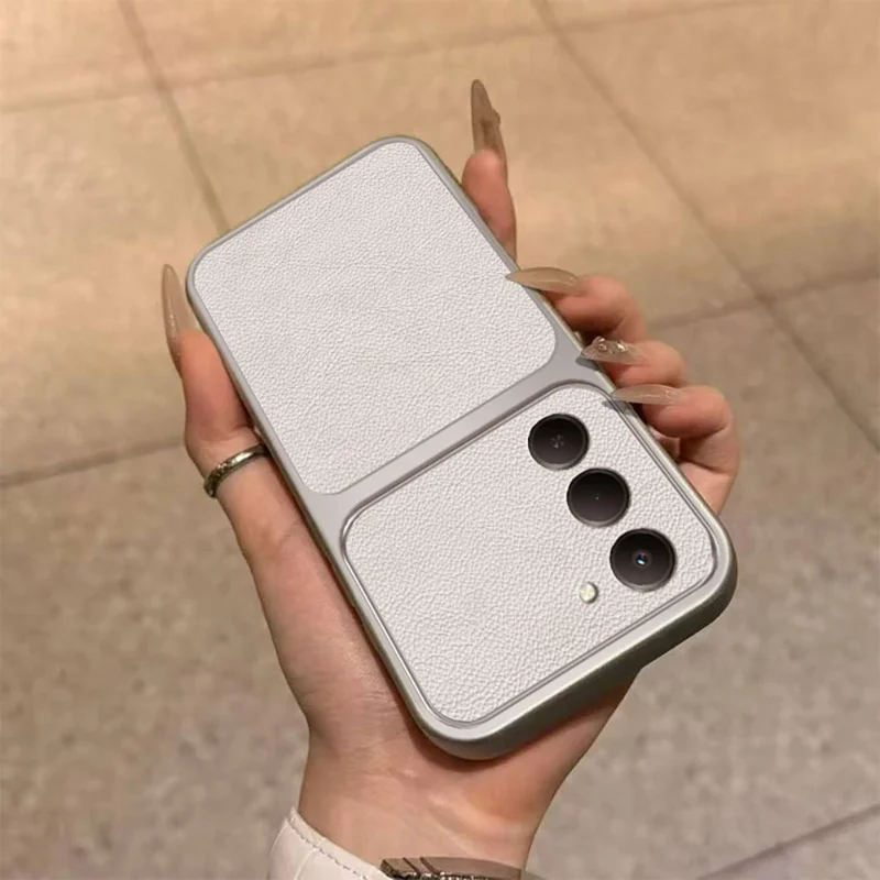 For Xiaomi Redmi 15 5G (EU) (171mm) Case PU Leather Texture Shockproof TPU Protective Phone Cover - White