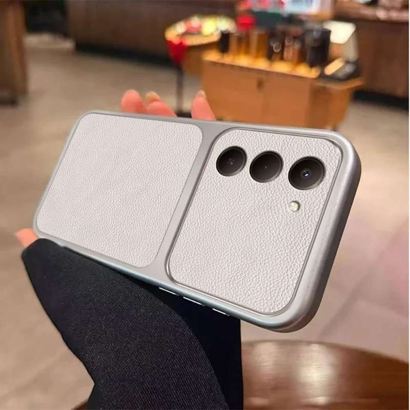 For Xiaomi Redmi 15 5G (EU) (171mm) Case PU Leather Texture Shockproof TPU Protective Phone Cover - White