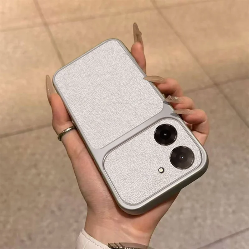 For Xiaomi Redmi A5 4G (171.7mm) Case PU Leather Texture Shockproof TPU Protective Phone Cover - White