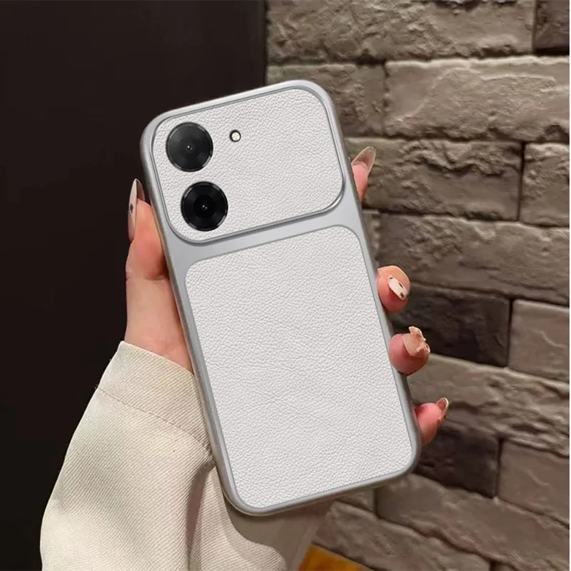 For Xiaomi Redmi A5 4G (171.7mm) Case PU Leather Texture Shockproof TPU Protective Phone Cover - White