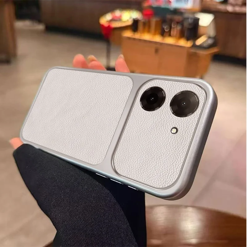 For Xiaomi Redmi A5 4G (171.7mm) Case PU Leather Texture Shockproof TPU Protective Phone Cover - White