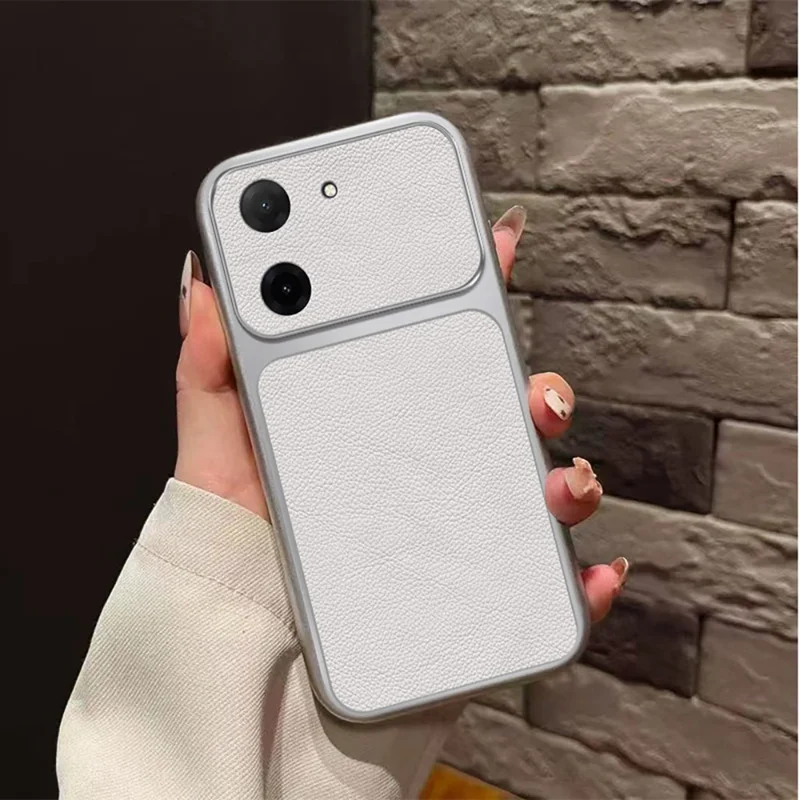 For Xiaomi Redmi A5 NFC (EU) (173.45mm) Case PU Leather Texture Shockproof TPU Protective Phone Cover - White