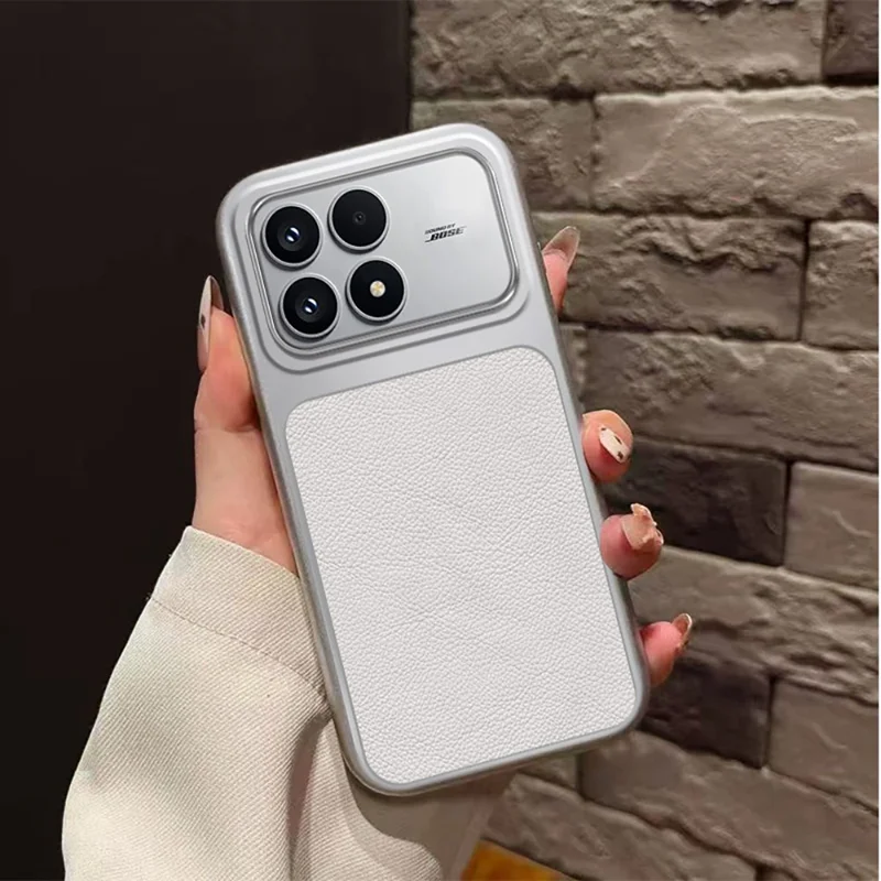 For Xiaomi Poco F8 Pro / Redmi K90 5G Case PU Leather Texture Shockproof TPU Protective Phone Cover - White