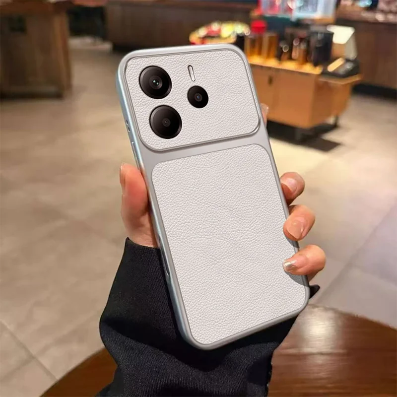 For Xiaomi Redmi Note 14 4G (164.84mm) Case PU Leather Texture Shockproof TPU Protective Phone Cover - White