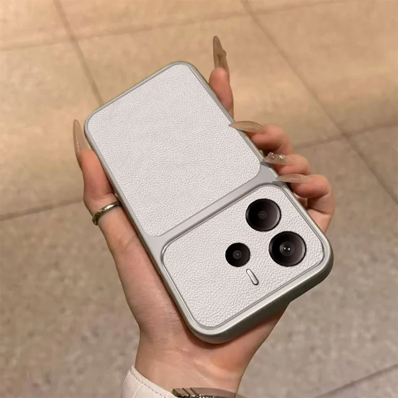 For Xiaomi Redmi Note 14 4G (164.84mm) Case PU Leather Texture Shockproof TPU Protective Phone Cover - White