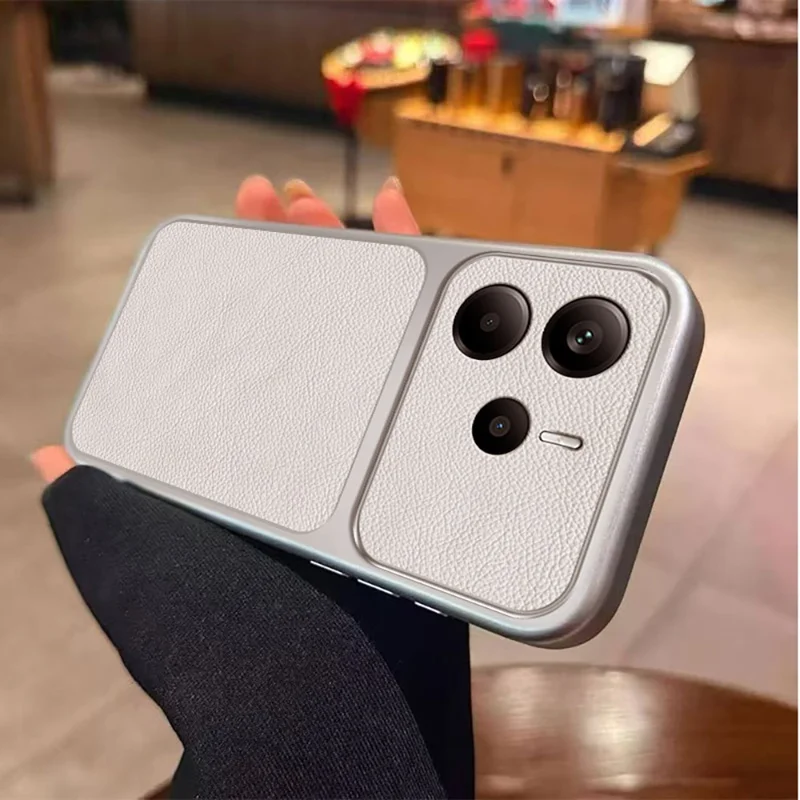 For Xiaomi Redmi Note 14 4G (164.84mm) Case PU Leather Texture Shockproof TPU Protective Phone Cover - White