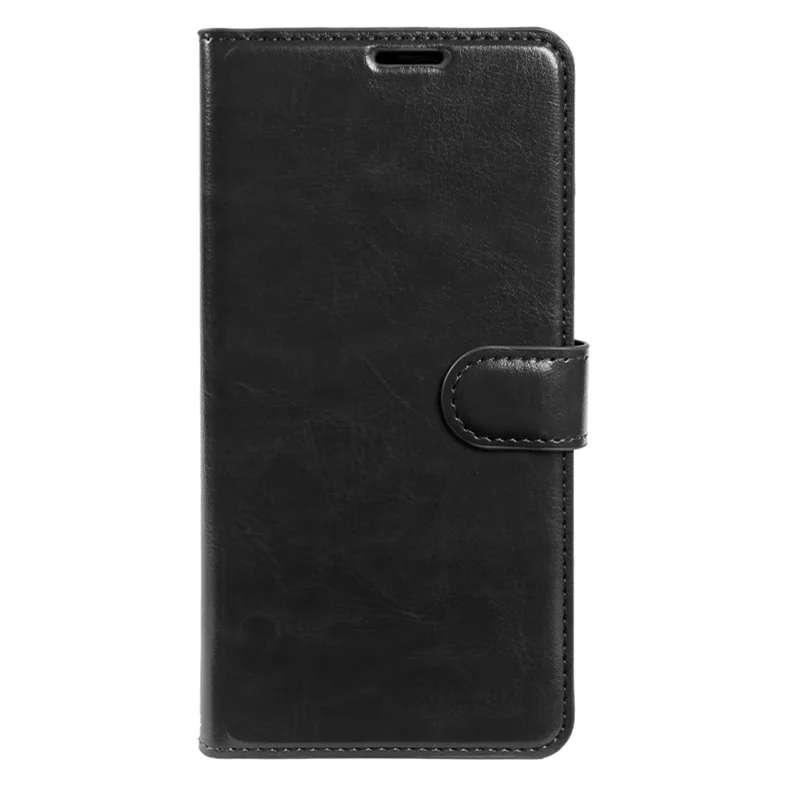 For iPhone 14 Wallet Case Crazy Horse Texture Leather Flip Phone Cover with Magnetic Closure - Black