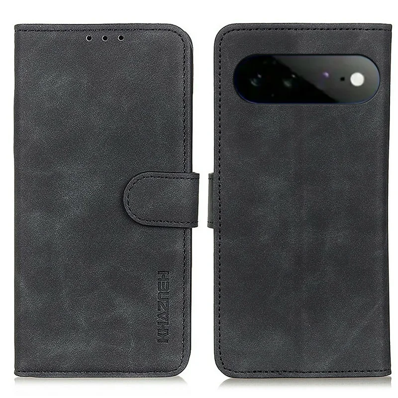 KHAZNEH Capa para Google Pixel 11 Pro XL em Couro PU com Textura Retro - Preto