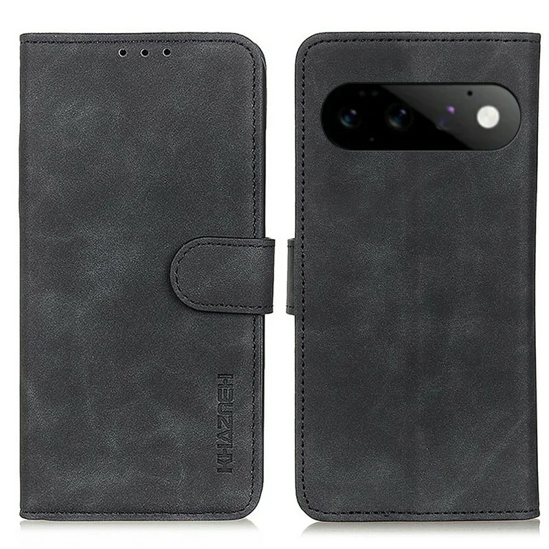 Funda KHAZNEH para Google Pixel 11 / 11 Pro, carcasa de cuero PU con textura retro - Negro
