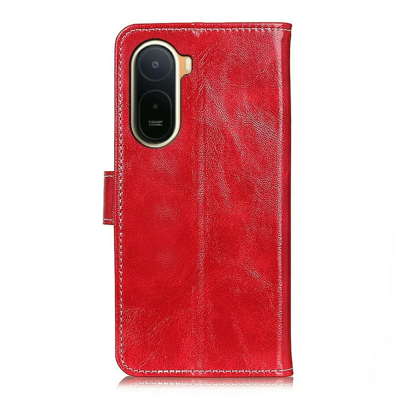 Case For Xiaomi Redmi A7 Pro 4G (171.56mm)  /  Poco C85x 5G Wallet Leather Phone Cover Crazy Horse Texture - Red