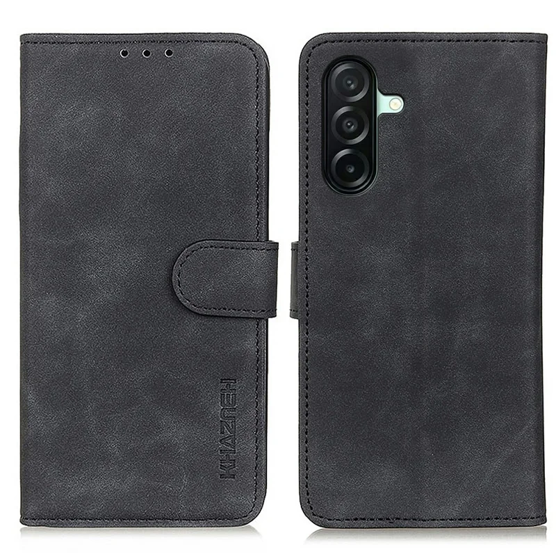 KHAZNEH Capa para Samsung Galaxy A27 em Pele Sintética Vintage com Textura Retro - Preto