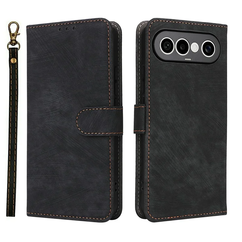 For vivo X300 FE 5G / S50 Pro mini 5G Wallet RFID Blocking PU Leather Phone Cover Stand with Strap - Black