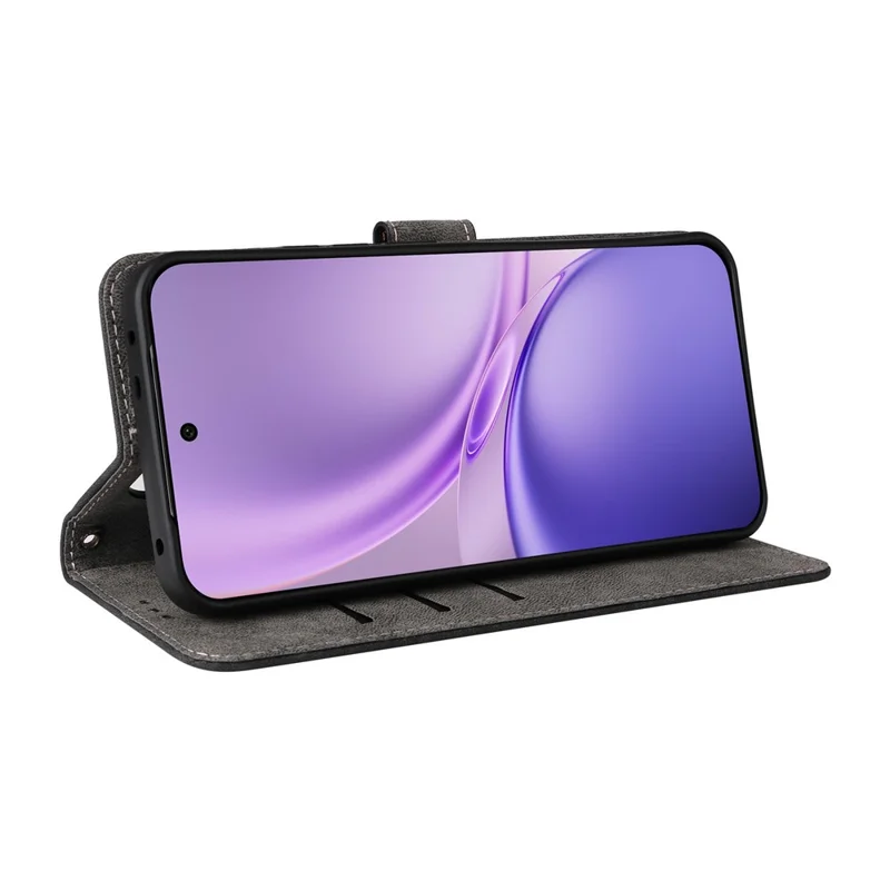 For vivo X300 FE 5G / S50 Pro mini 5G Wallet RFID Blocking PU Leather Phone Cover Stand with Strap - Black
