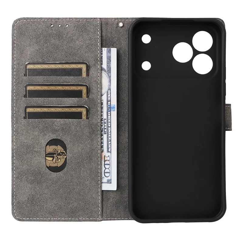 For TECNO Spark 50 4G Case Wallet RFID Blocking PU Leather Phone Cover Stand with Strap - Black