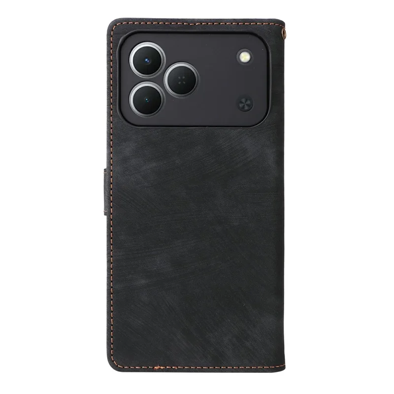 For TECNO Spark 50 4G Case Wallet RFID Blocking PU Leather Phone Cover Stand with Strap - Black
