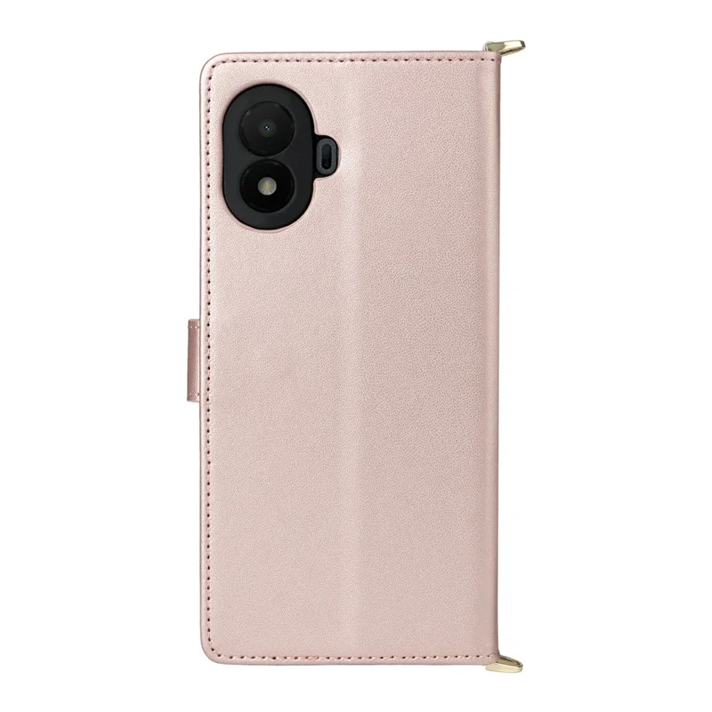 Cover in pelle con supporto e portafoglio per TCL K70 SE 4G, custodia con tracolla e cinturino da polso - Rosa