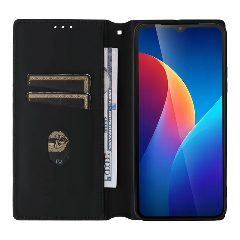 Cover per TCL K70 SE 4G Portafoglio in Pelle PU con Stampa Rombo - Argento