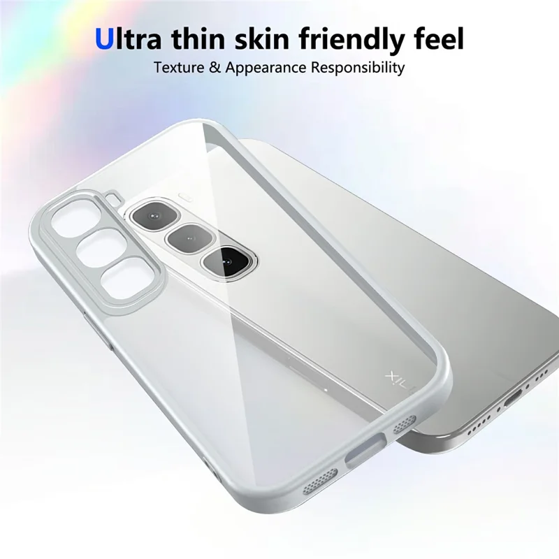 For Infinix Hot 70 Case Matte Skin Touch Clear PC + TPU Shockproof Phone Back Cover - White