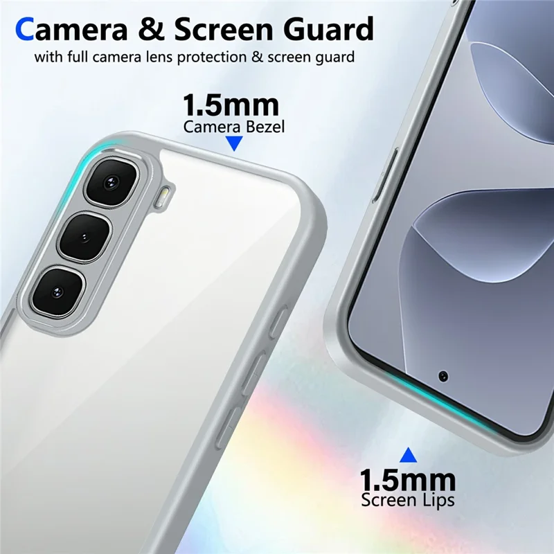 For Infinix Hot 70 Case Matte Skin Touch Clear PC + TPU Shockproof Phone Back Cover - White