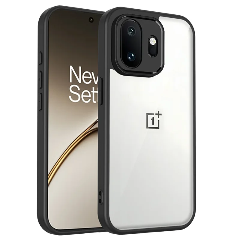 For OnePlus 15T 5G Case Matte Skin Touch Clear PC + TPU Shockproof Phone Back Cover - Black