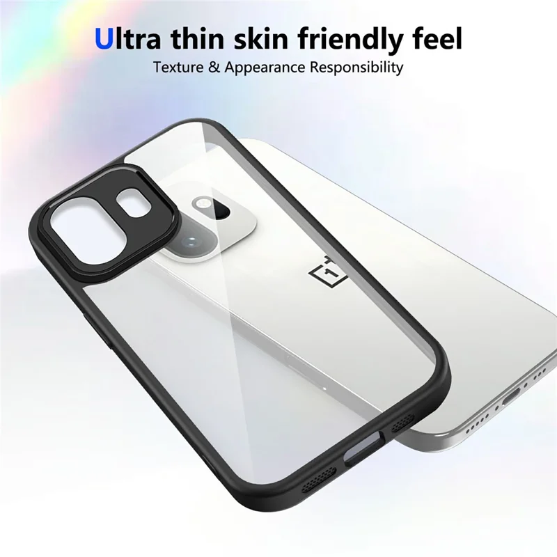 For OnePlus 15T 5G Case Matte Skin Touch Clear PC + TPU Shockproof Phone Back Cover - Black