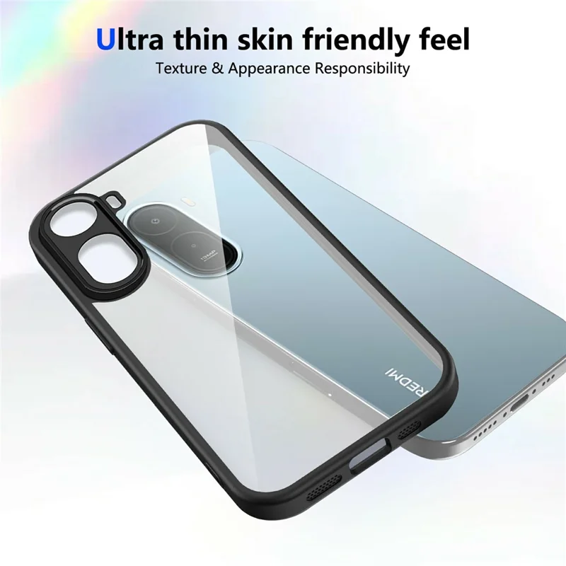 For Xiaomi Redmi A7 Pro 4G Case Matte Skin Touch Clear PC + TPU Shockproof Phone Back Cover - Black