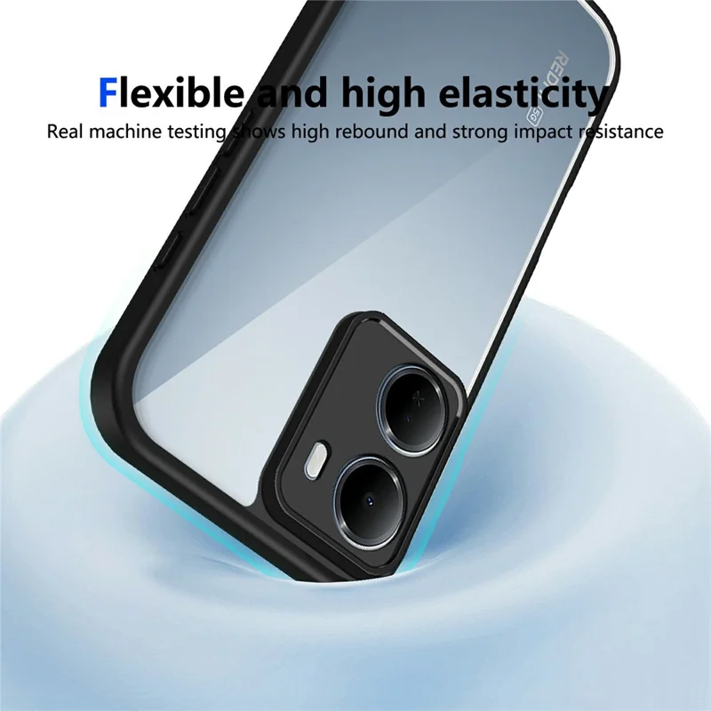 For Xiaomi Redmi 15a 5G Case Matte Skin Touch Clear PC + TPU Shockproof Phone Back Cover - Black