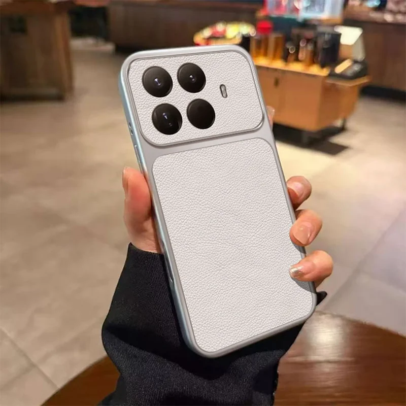 Funda para Xiaomi 15T Pro, carcasa protectora de cuero PU texturizado resistente a impactos con TPU - Blanco